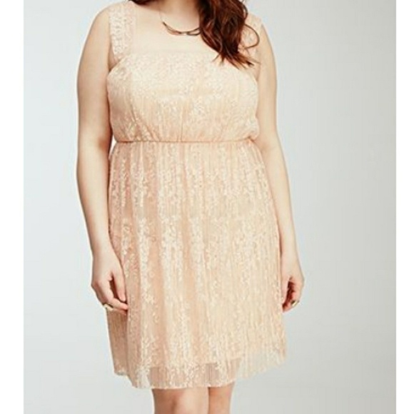 Forever 21 Plus Blush Lace Pleated Dress - Picture 4 of 4